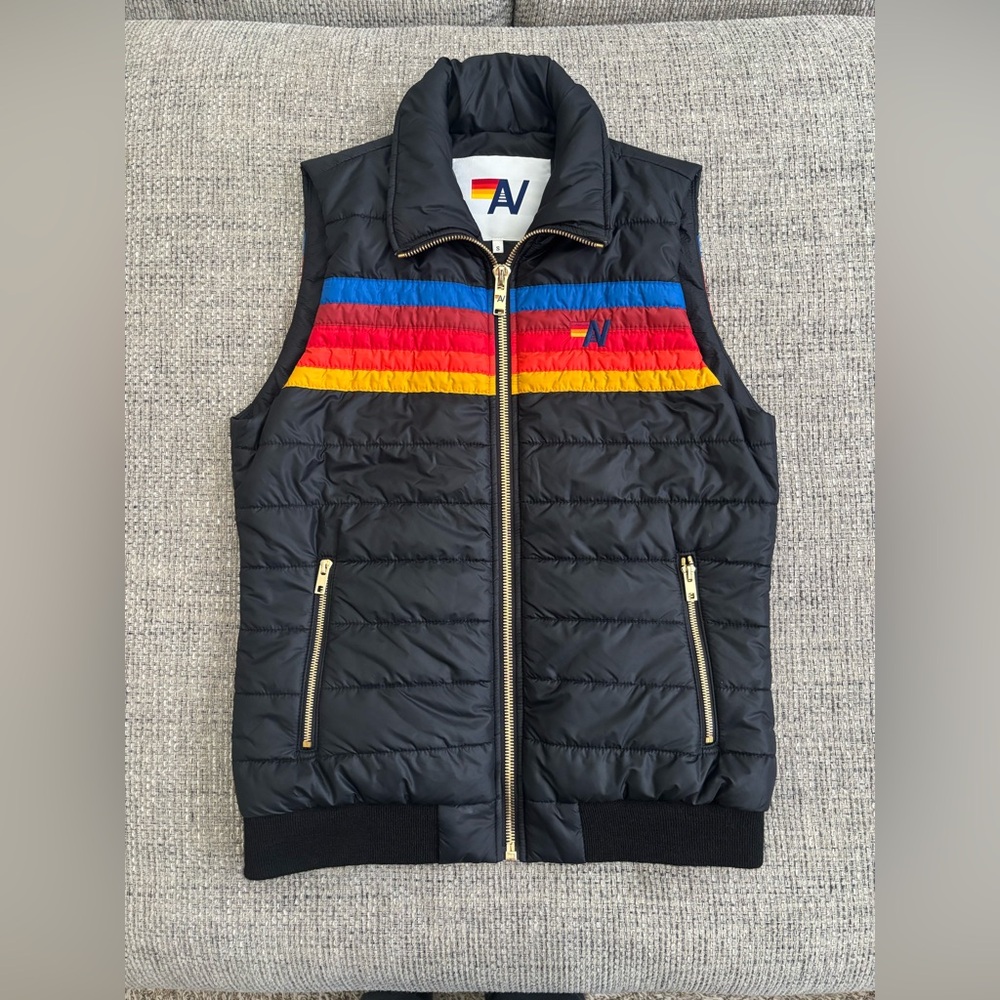 Aviator Nation 🌈 Women’s Black 5 Stripe Vest Size Small Like New